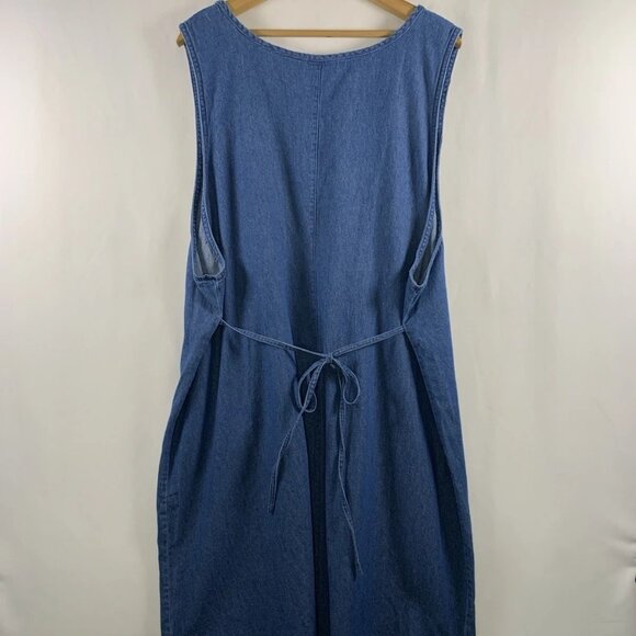 VTG Womens Embroidered Overall Jumper Denim Maxi Dress 22W/24W Country Cottage - Picture 2 of 6